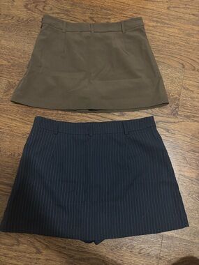 Streetwear Society Olive Mini Skirt & Navy Pinstripe Skort